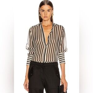 Nili Lotan black & cream-striped silk Lleida Blouse